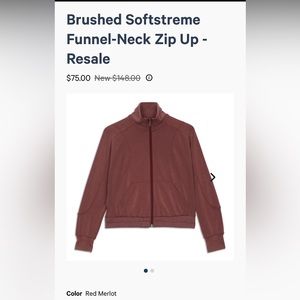 Lululemon Brushed Softstreme Funnelneck zip up sz 6